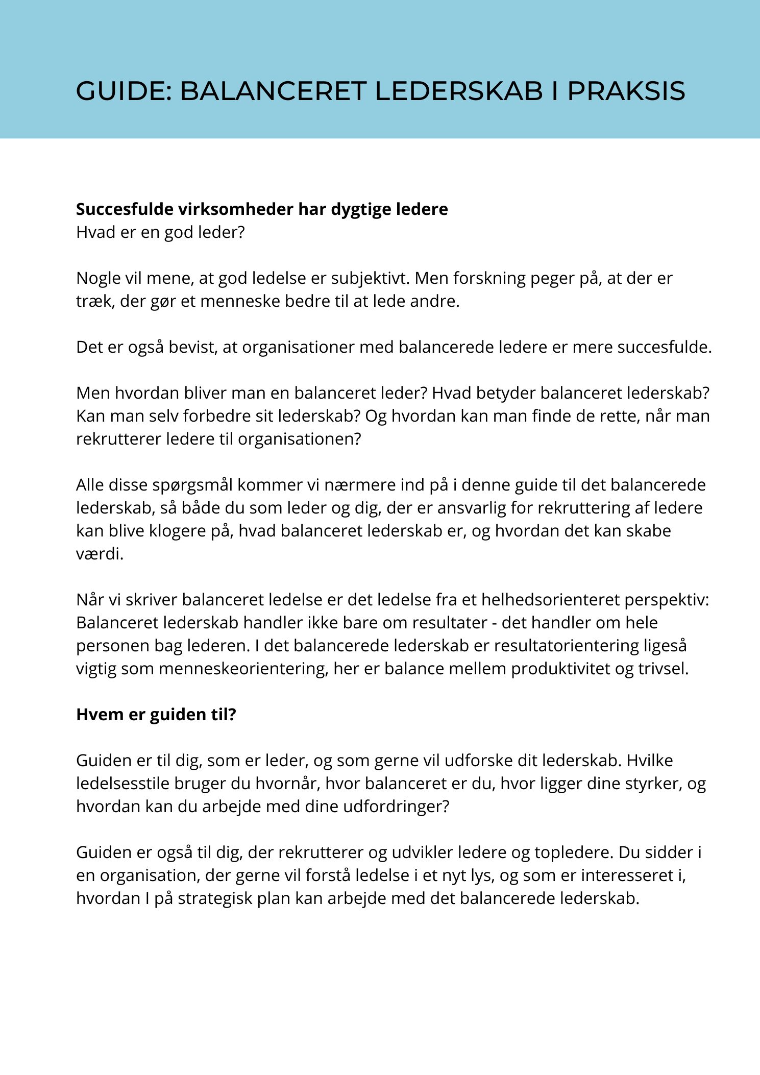 Side 2 af 3 af guiden Balanceret lederskab i praksis