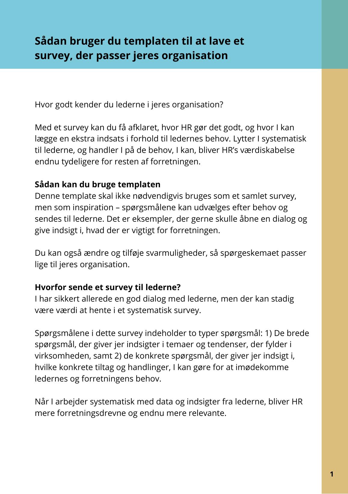 Side 2 af 3 af templaten Survey til lederne