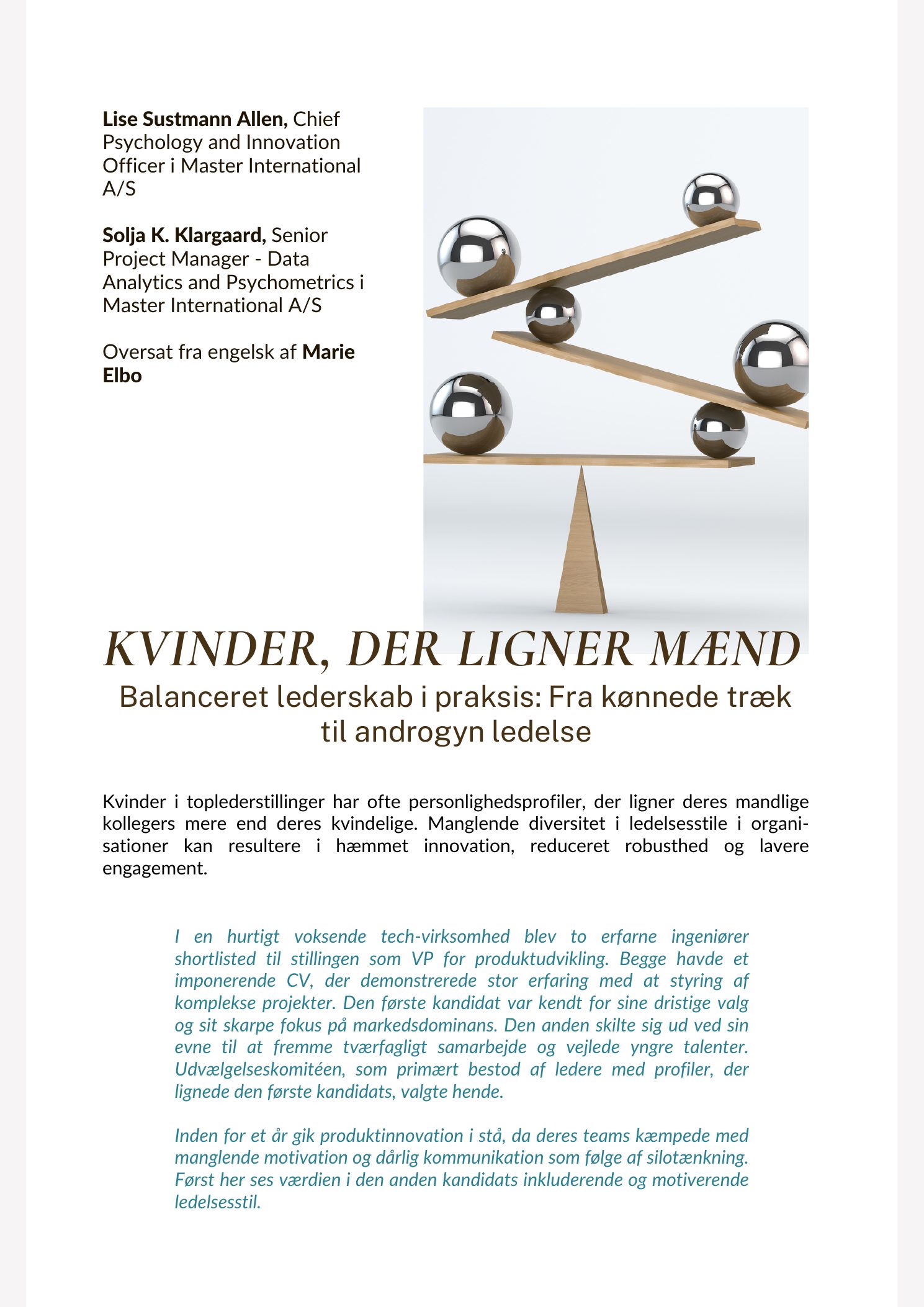 Side 2 af 3 af forskningsartiklen Kvinder, der ligner mænd