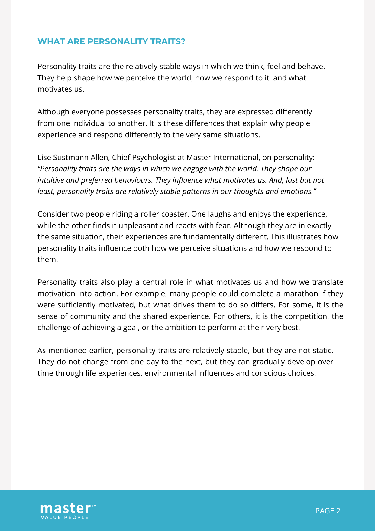Page 3 of 3 of the whitepaper Is Personality Set In Stone?