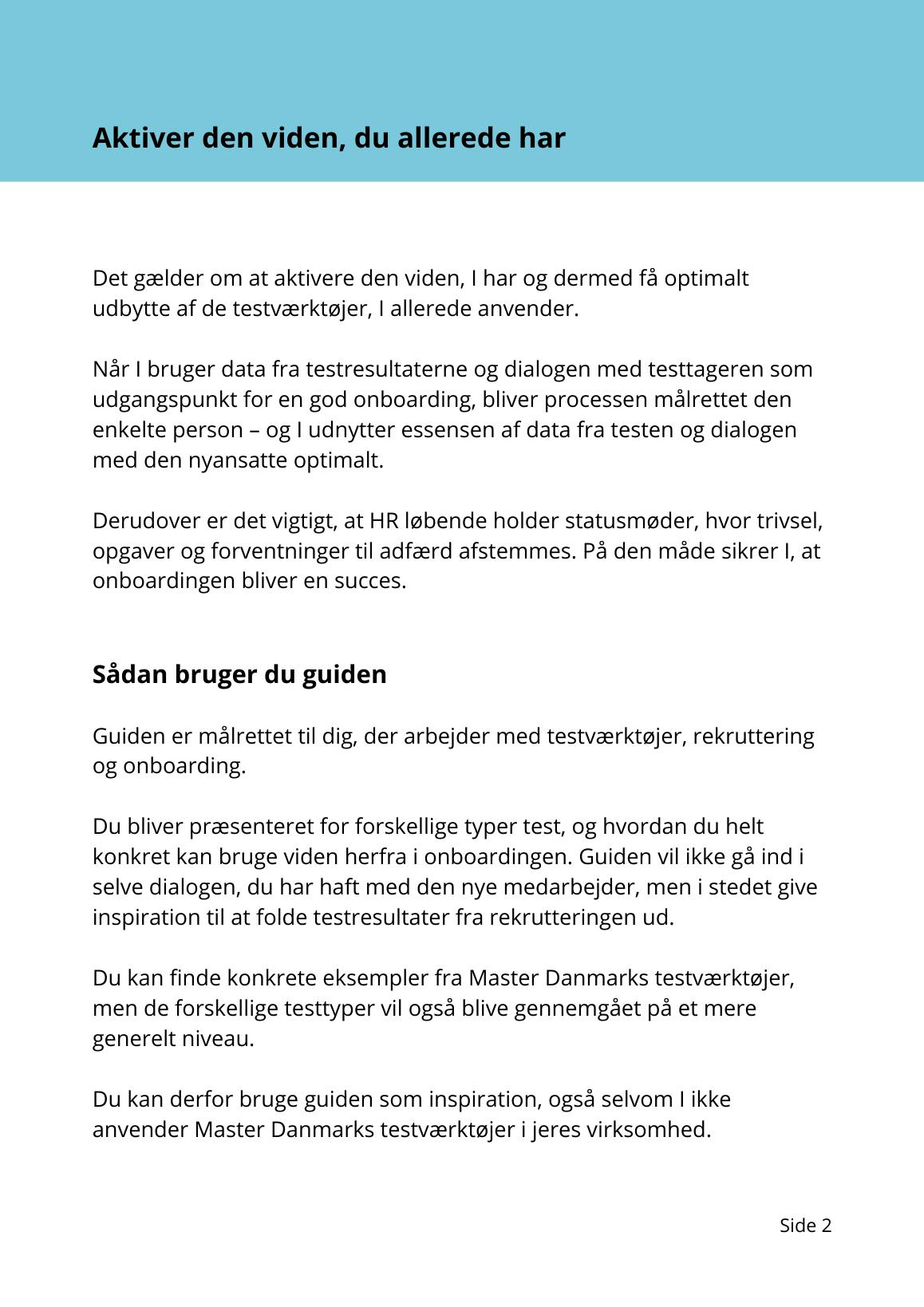 Side 3 af 3 af guiden Aktiver indsigter fra test og planlæg en succesfuld onboarding
