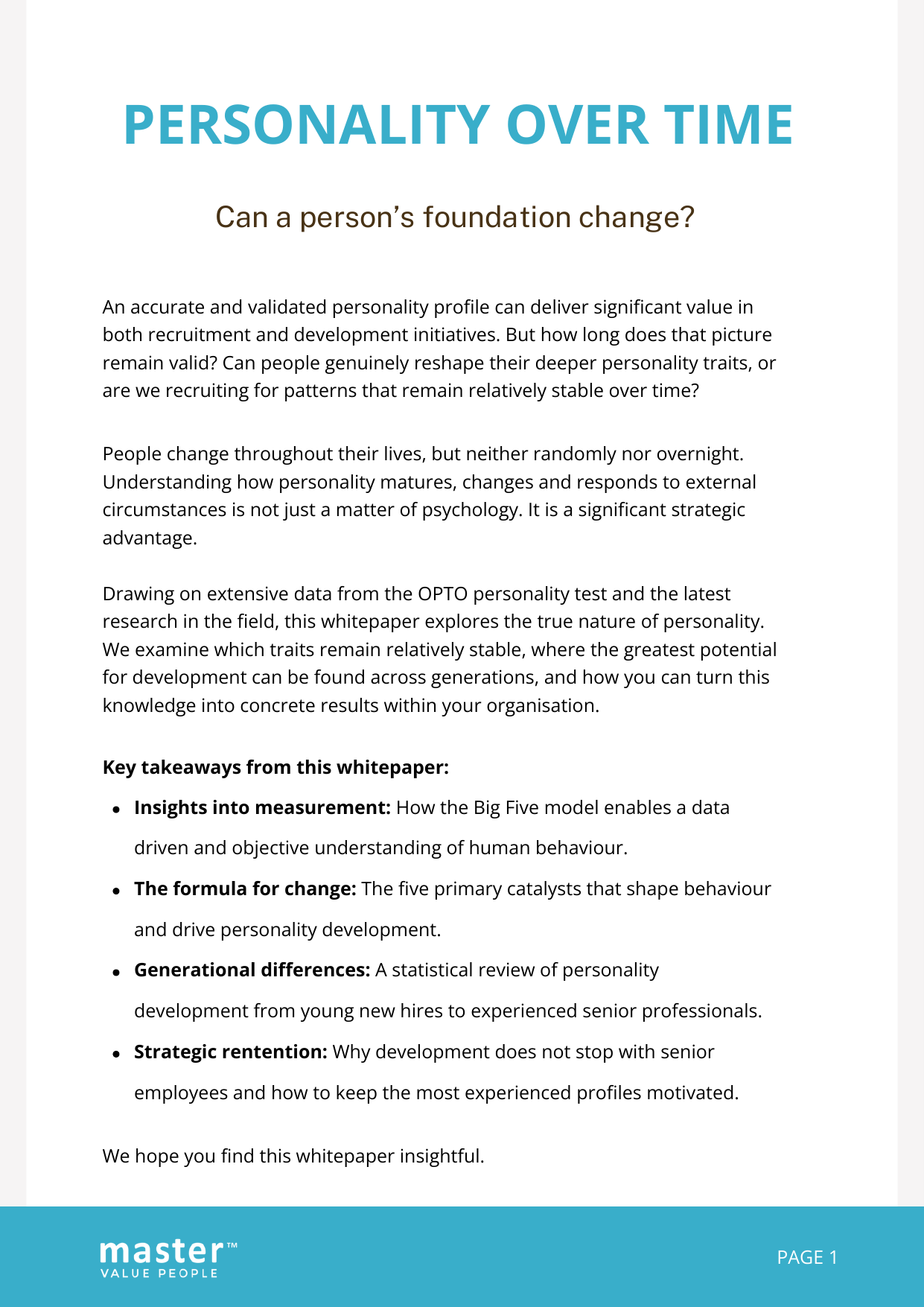 Page 2 of 3 of the whitepaper Is Personality Set In Stone?