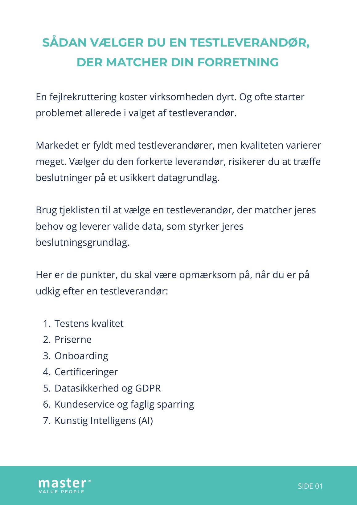 Side 2 af 3 af tjeklisten Sådan vælger du en testleverandør