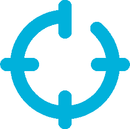 A blue circular target icon with four gaps, symbolizing precision and recruitment focus.