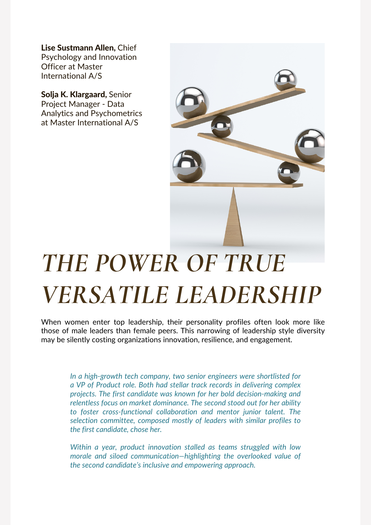 Page 2 of 3 of the research article The Power of True Versatile Leadership