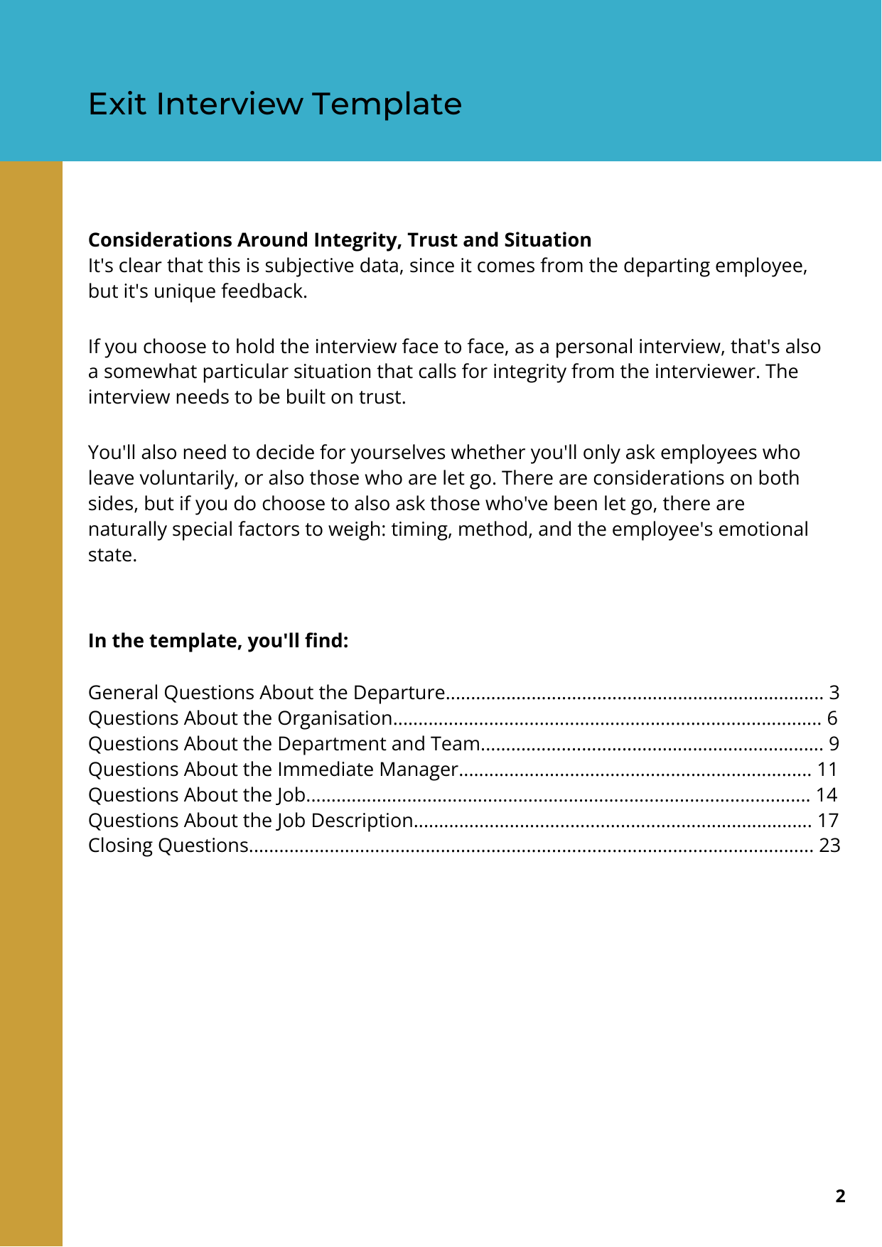 Page 3 of 3 of the template Use Exit Interviews as a Valuable Source of Data