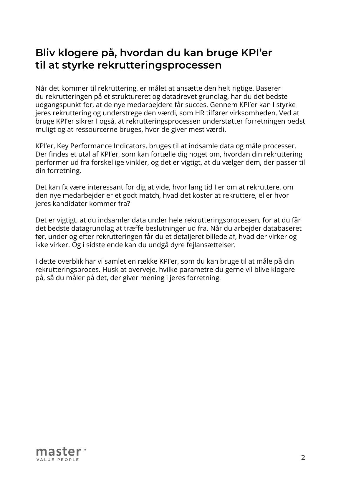 Side 2 af 3 af oversigten KPI'er der styrker din rekruttering